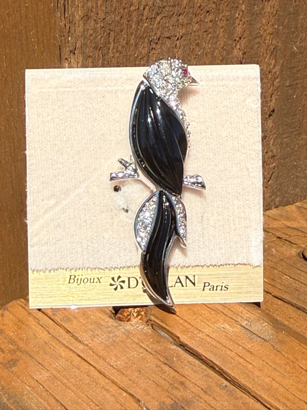 Vintage D'Orlan Swarovski Crystals Triple Plated 22k Gold Bird Brooch